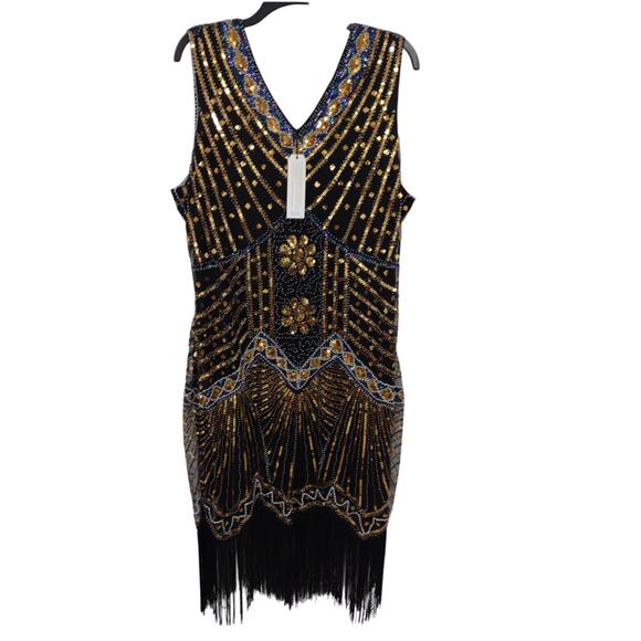Beaded Flapper Dress NWT + Gloves & Fishnets 4XL - Picture 6 of 8